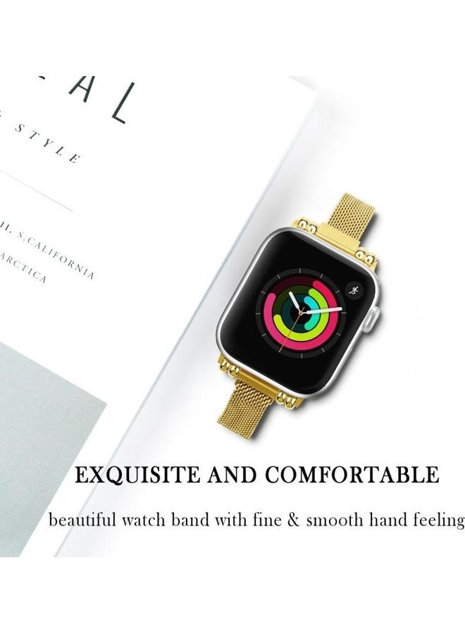 NIBEMINENT Replacement Strap For Apple Watch Series Gold - Image 5