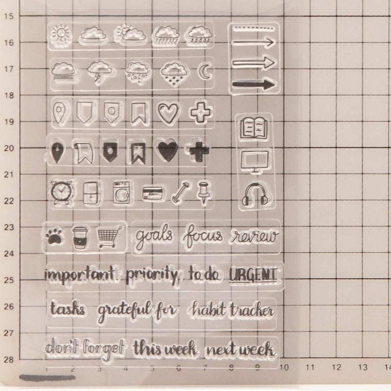 NVZBL Calendar Weather Label Planner Pattern Clear Stamps Silicone Stamp Sentiment,Journal Greetings Words Transparent Seal Stamps for Holiday Card Making Decoration DIY Scrapbooking Album DIY Crafts - Image 3