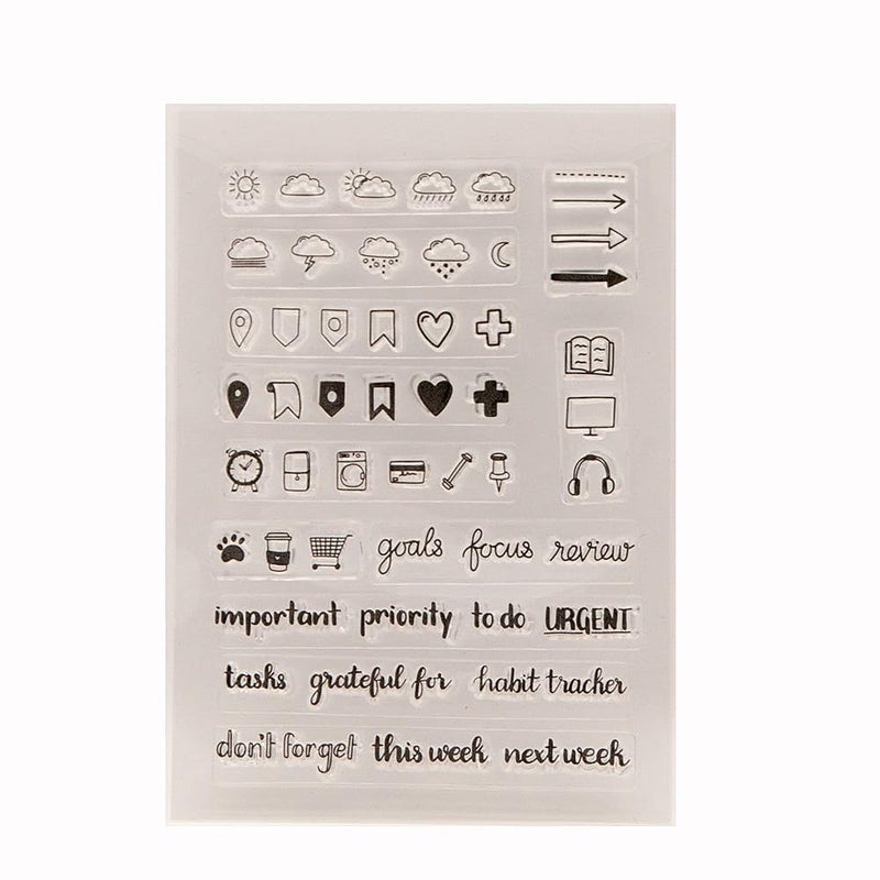 NVZBL Calendar Weather Label Planner Pattern Clear Stamps Silicone Stamp Sentiment,Journal Greetings Words Transparent Seal Stamps for Holiday Card Making Decoration DIY Scrapbooking Album DIY Crafts - Image 5