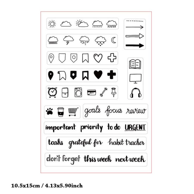 NVZBL Calendar Weather Label Planner Pattern Clear Stamps Silicone Stamp Sentiment,Journal Greetings Words Transparent Seal Stamps for Holiday Card Making Decoration DIY Scrapbooking Album DIY Crafts - Image 2