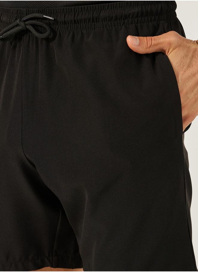 Styli Back Reflector Print Training Shorts with Pockets  - Image 3