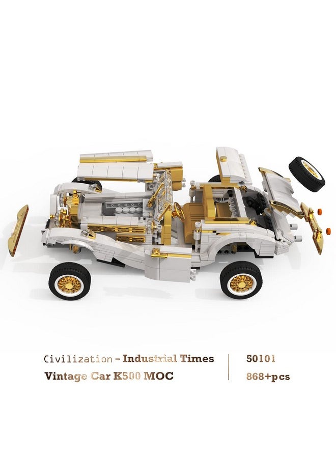 JMBricklayer JMBricklayer Vintage Cars Building Blocks Sets 50101, Classic K500 Sports Car MOC Model Car Kits, Ideal Gifts for Teens Adults Girls Boys, Collectible Convertible Car Display Model(868 Pieces)  - Image 5