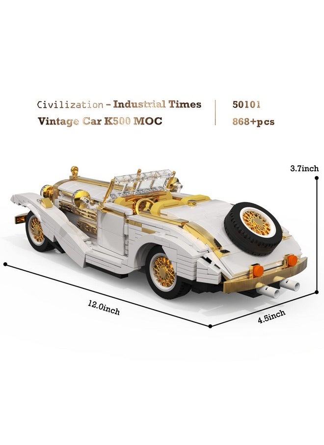 JMBricklayer JMBricklayer Vintage Cars Building Blocks Sets 50101, Classic K500 Sports Car MOC Model Car Kits, Ideal Gifts for Teens Adults Girls Boys, Collectible Convertible Car Display Model(868 Pieces)  - Image 2
