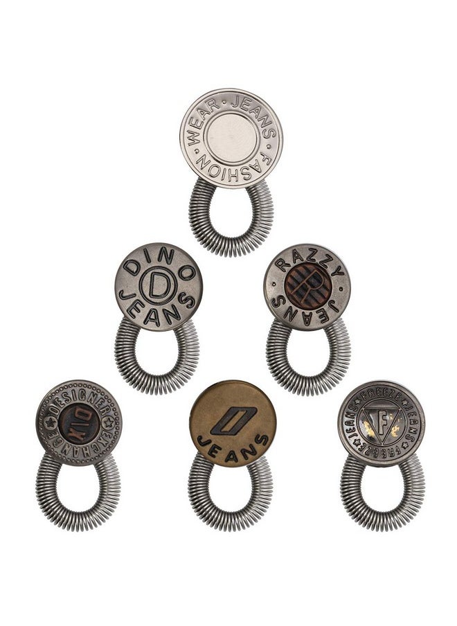 Luxiv - Extender Button, Luxiv 6 Style Jeans Waistband Extender Button No Sew Metal Collar Button Pregnancy Pant Extenders Elastic Spring Buttons For Jeans, Collars, Cuffs (6 P) - Image 1