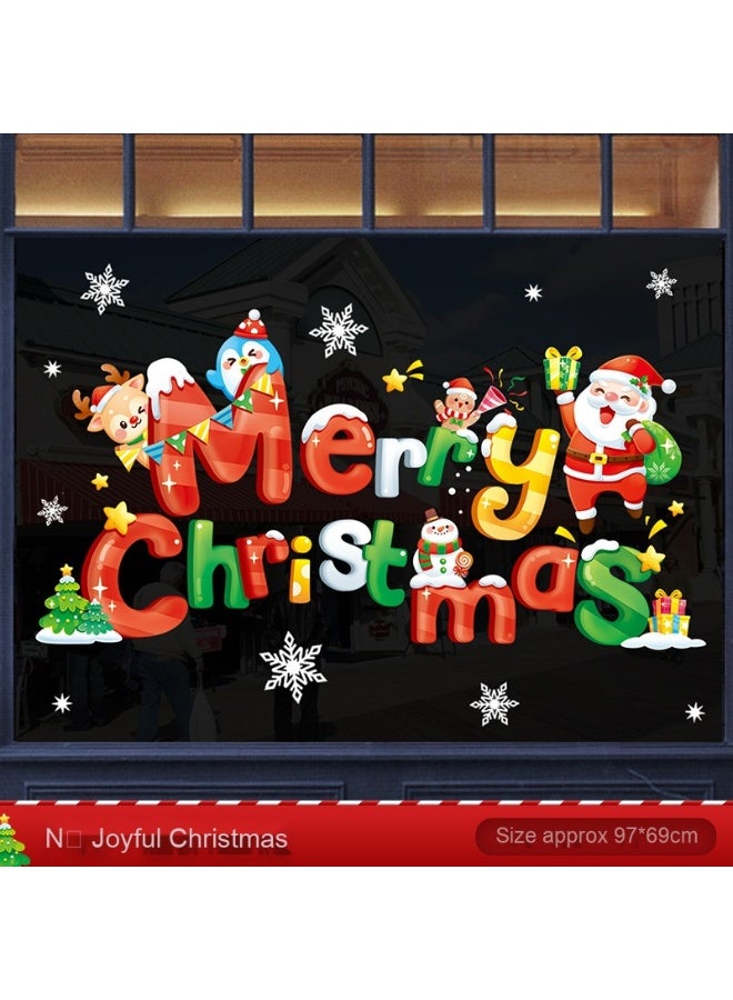 2025 Christmas Static Cling Glass Door Stickers - Santa Claus Window Decorations 