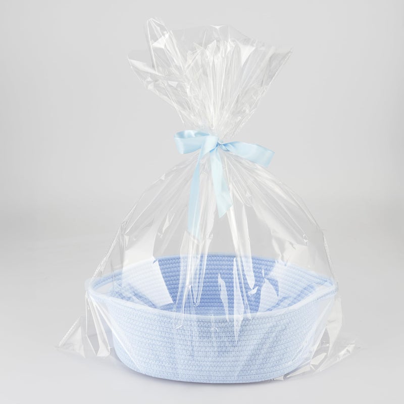 JUNBOLE Baby Gifts Basket Empty with Gifts Bag and Ribbon13â€x10â€x5â€ Cute Gifts Basket to Fill Easter Basket Birthday Basket Small Woven Cotton Rope Basket Baby Toy Baske Blue large - Image 1
