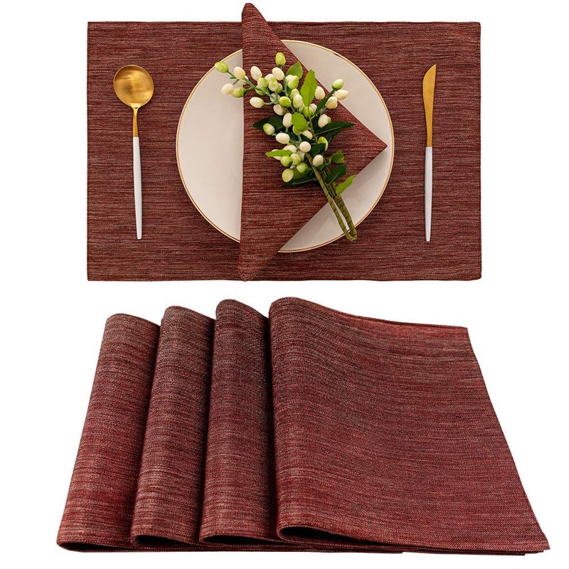 Spring Garden Home Black Linen Heat Resistant Placemats Non Slip Washable Indoor Outdoor Table Plate Mats Set of 4 Large 13x19 inch