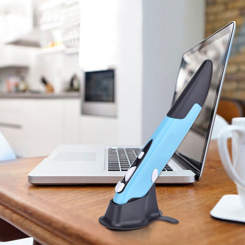 📱 قلم بصري لاسلكي 2 4 جيجاهرتز مزود بفأرة USB قابلة للتعديل للأجهزة اللوحية واللابتوب وأجهزة الكمبيوتر والتلفاز الذكي باللون الأزرق - Image 2