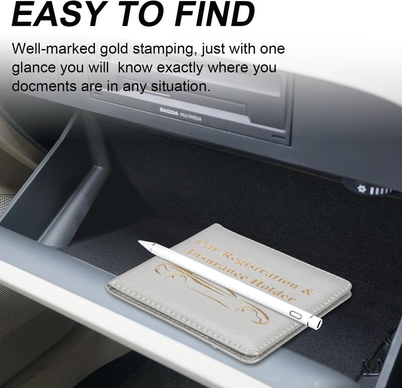 Cacturism Car Registration and Insurance Holder, Vehicle Glove Box Car Organizer Men Women Wallet Accessories Case for Cards, Essential Document, Driver License, Silver - Image 5