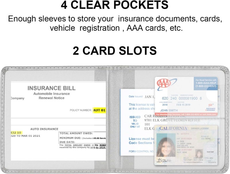 Cacturism Car Registration and Insurance Holder, Vehicle Glove Box Car Organizer Men Women Wallet Accessories Case for Cards, Essential Document, Driver License, Silver - Image 3