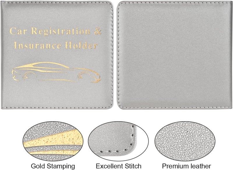 Cacturism Car Registration and Insurance Holder, Vehicle Glove Box Car Organizer Men Women Wallet Accessories Case for Cards, Essential Document, Driver License, Silver - Image 4