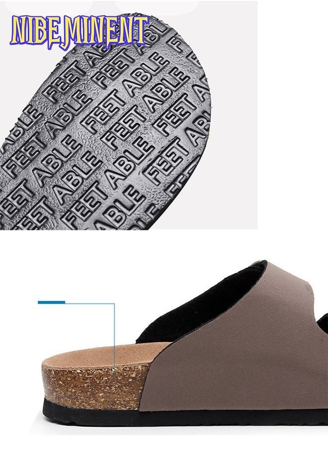 NIBEMINENT - Cork Slippers for Men and Women with Double Row Belt Buckle Sandals, Beach Shoes, Haken Shoes Red - Image 1