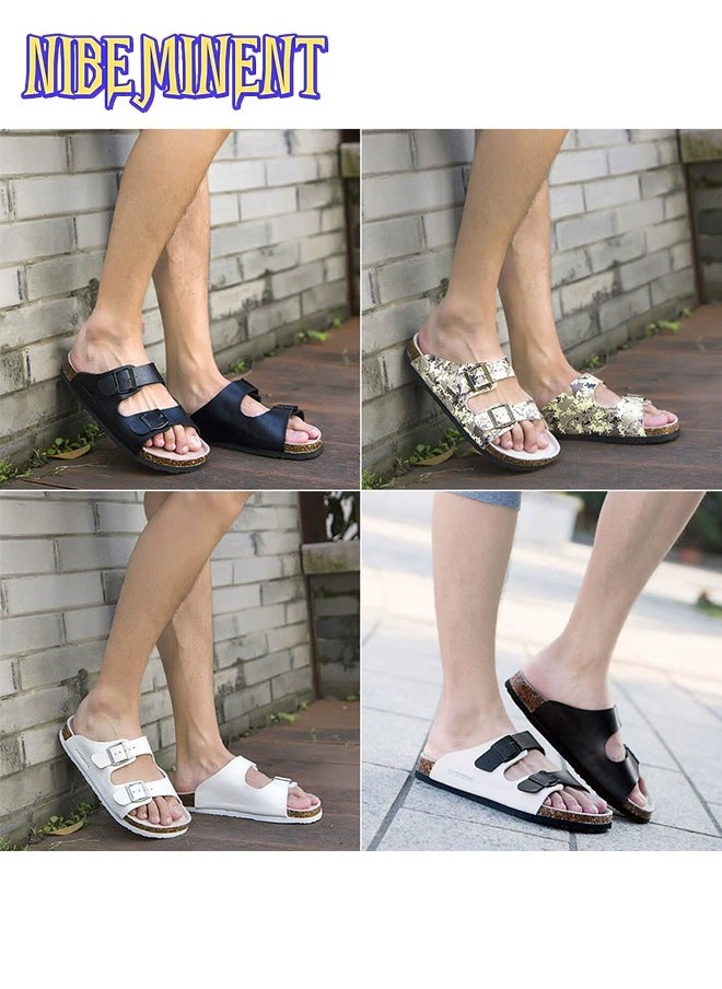 NIBEMINENT - Cork Slippers for Men and Women with Double Row Belt Buckle Sandals, Beach Shoes, Haken Shoes Red - Image 1