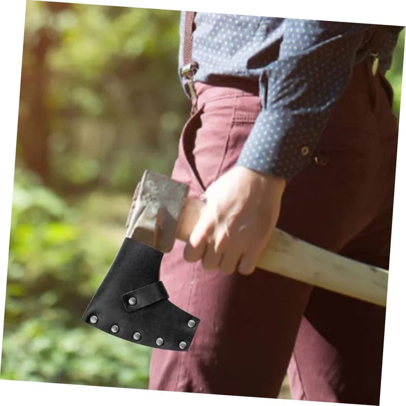 Leather Protective Cover For Camping Axe Hatchet Portable Black Head Cover - Image 5