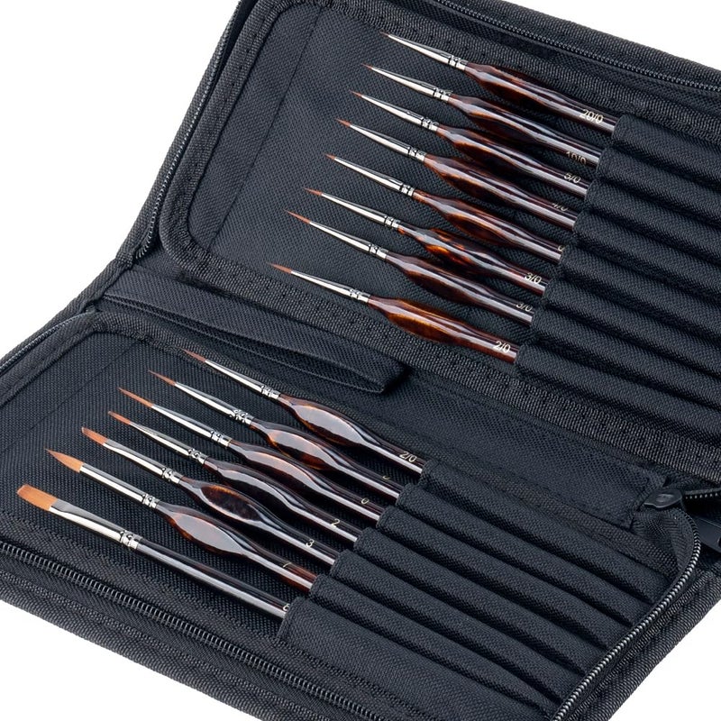 Transon 15pcs Miniature Paint Brushes for Fine Detail Painting, Model Painting, Acyrlic and Watercolor Art Painting - Image 1
