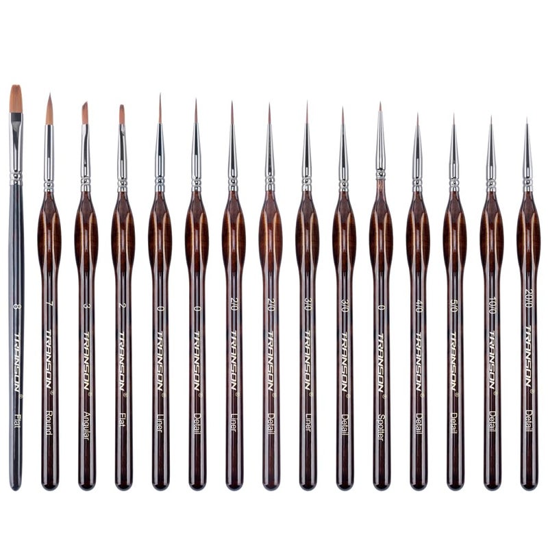 Transon 15pcs Miniature Paint Brushes for Fine Detail Painting, Model Painting, Acyrlic and Watercolor Art Painting - Image 2