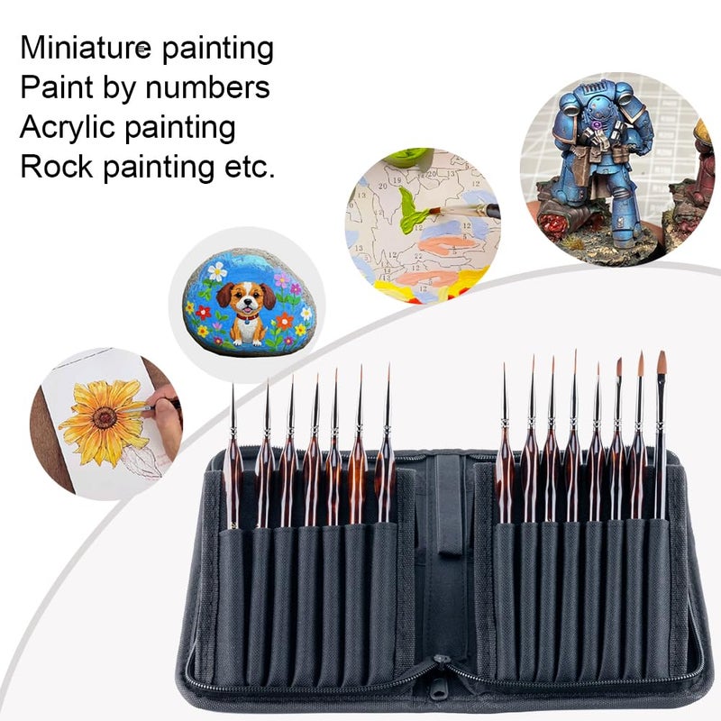 Transon 15pcs Miniature Paint Brushes for Fine Detail Painting, Model Painting, Acyrlic and Watercolor Art Painting - Image 3