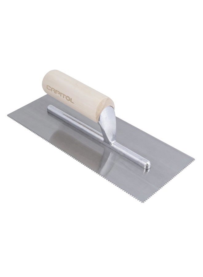 Capitol 115110 Professional Flooring Adhesive Trowel-1/16 x 1/16" SQ-Notch, Silver/Light Wood - Image 1