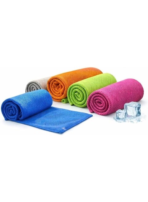 A set of 3 reusable, breathable, sweat-absorbent, and quick-drying microfiber cooling towels for the gym, fitness, yoga, running, travel, outdoor activities, and heat relief.