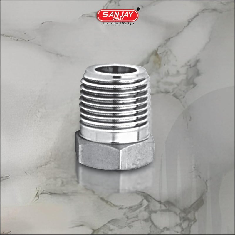 SANJAY CHILLY وصلة نحاسية سداسية ذكر خيط مجوف لمعدات السباكة في المطبخ موصل سريع وصلة نحاسية محول سداسي للأنابيب (نحاس كامل 1.5 بوصة) - Image 3