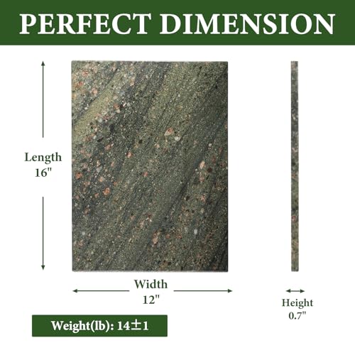 Koville Granite Cutting Board for Kitchen, 16x12 Inches Large Marble Slab Cheese Board, Rectangular Serving Board for Baking Charcuterie Pastry, Natural Stone Board for Countertop (Green) - Image 2