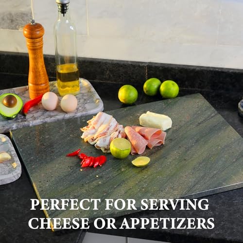 Koville Granite Cutting Board for Kitchen, 16x12 Inches Large Marble Slab Cheese Board, Rectangular Serving Board for Baking Charcuterie Pastry, Natural Stone Board for Countertop (Green) - Image 3