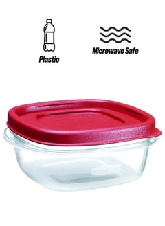 Rubbermaid Dishwasher and Microwave Safe Food Storage Container Clear and Red 296 ml 6137673  - Image 1