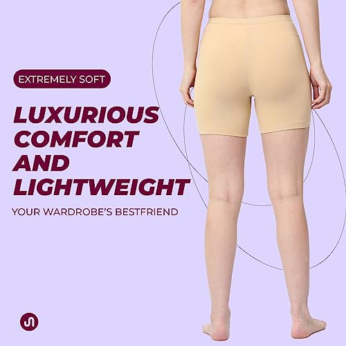 Bodyband Under Skirt Shorts for Women & Girls Under Dress Shorts High Waist Stretchable Skin Fit Shorties Tights for Women & Girls Cycling Shorts for Women Shorts Biker Bicycle Shorts Beige M - Image 5