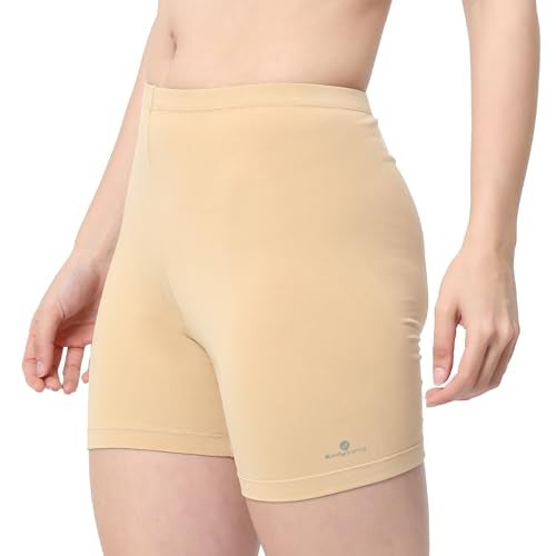Bodyband Under Skirt Shorts for Women & Girls Under Dress Shorts High Waist Stretchable Skin Fit Shorties Tights for Women & Girls Cycling Shorts for Women Shorts Biker Bicycle Shorts Beige M - Image 1