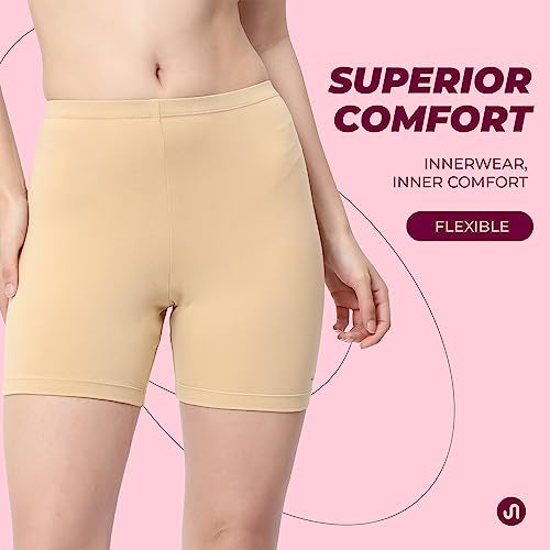 Bodyband Under Skirt Shorts for Women & Girls Under Dress Shorts High Waist Stretchable Skin Fit Shorties Tights for Women & Girls Cycling Shorts for Women Shorts Biker Bicycle Shorts Beige M - Image 2