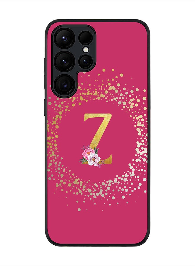 Stylizedd For Samsung Galaxy S25 Ultra 5G Case,Slim fit Camera Protection, Shockproof Thin Phone cover  - Custom Monogram Floral - Z ( Deep Pink ) - Image 1