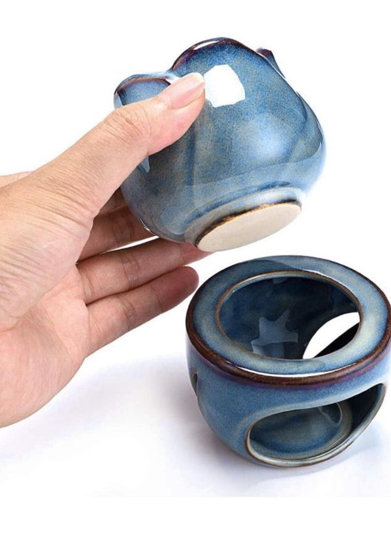 GNAFOTU Flower Shaped Tealight Wax Melt Warmer, Ceramic Candle Essential Oil Burner Tealight Fragrance Warmer, Aromatherapy Diffuser with Candle Spoon, Home Bedroom Decor Christmas Housewarming Gift(Set of 2) - Image 2