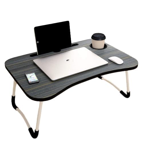 PALAK Foldable Wooden Mini Laptop Table for Bed, Smart Study Table with Drawer Kids & Adults (US-COTTEDS .Black.A2) - Image 2