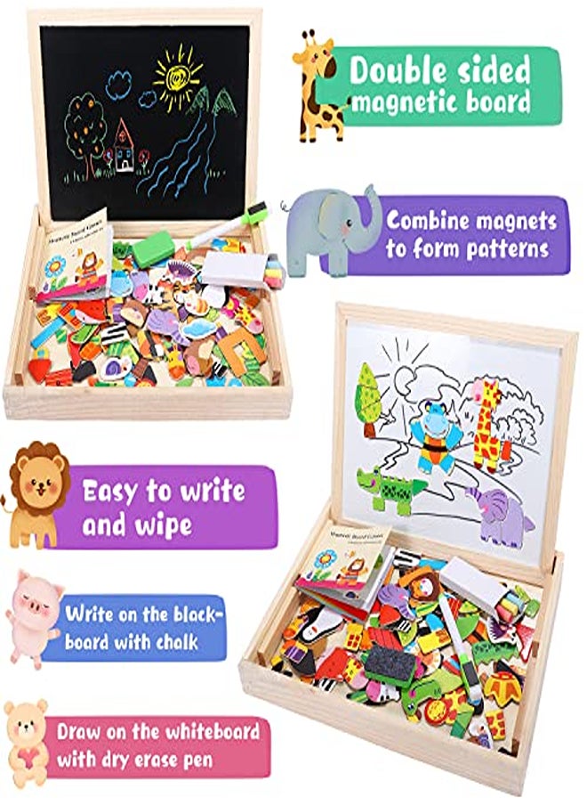 Generic Lewo Wooden Educational Toys Magnetic Art Easel Animals Wooden Puzzles Games for Kids  - Image 1