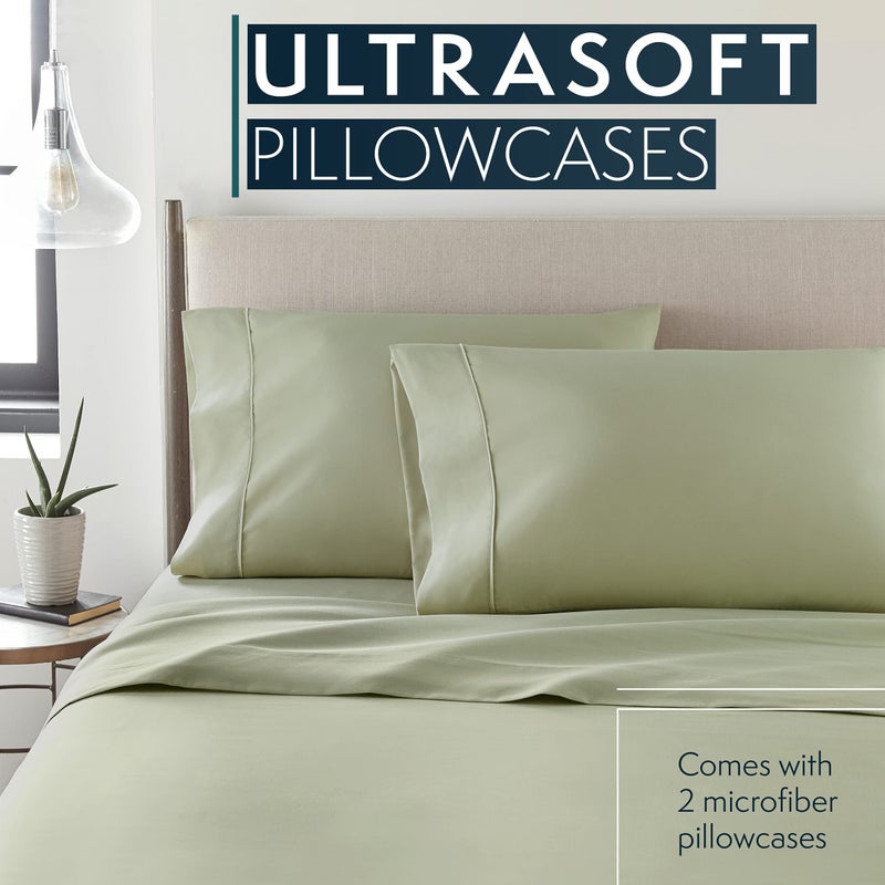 HC Collection King Pillow Cases Set of 2- Microfiber, Extra Soft Pillowcases - Easy Care & Machine Washable - Sage - Image 2