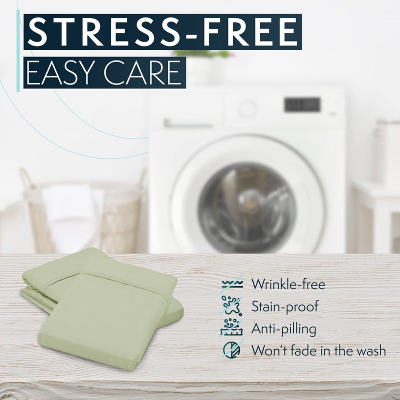 HC Collection King Pillow Cases Set of 2- Microfiber, Extra Soft Pillowcases - Easy Care & Machine Washable - Sage - Image 5