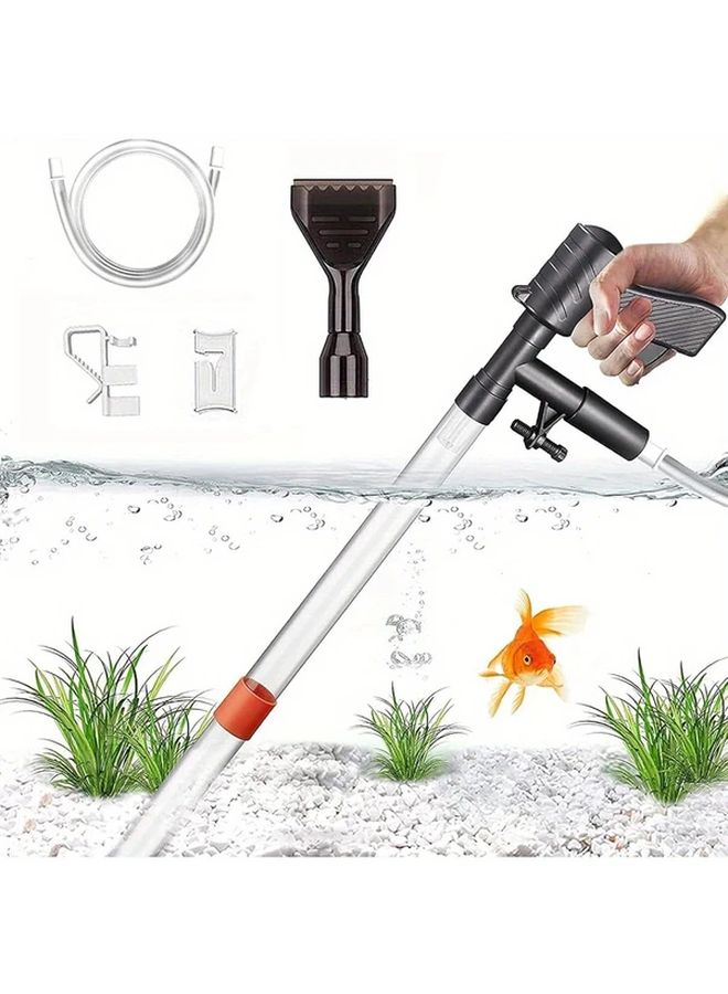 مُنظف حصى حوض الأسماك المُطوّر مع زر ضغط الهواء وفوهة طويلة بألوان متعددة - Image 2