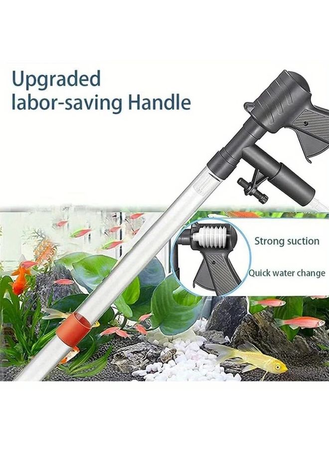 مُنظف حصى حوض الأسماك المُطوّر مع زر ضغط الهواء وفوهة طويلة بألوان متعددة - Image 5