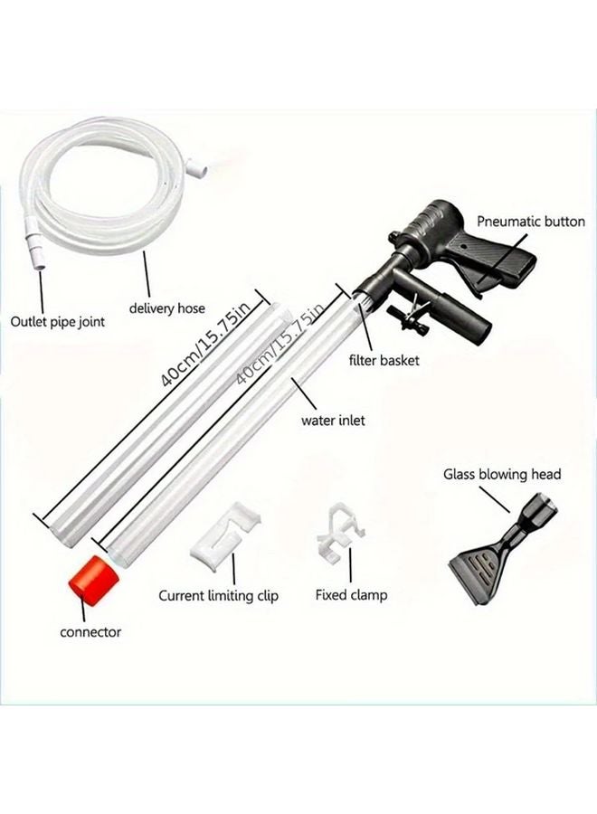 مُنظف حصى حوض الأسماك المُطوّر مع زر ضغط الهواء وفوهة طويلة بألوان متعددة - Image 3