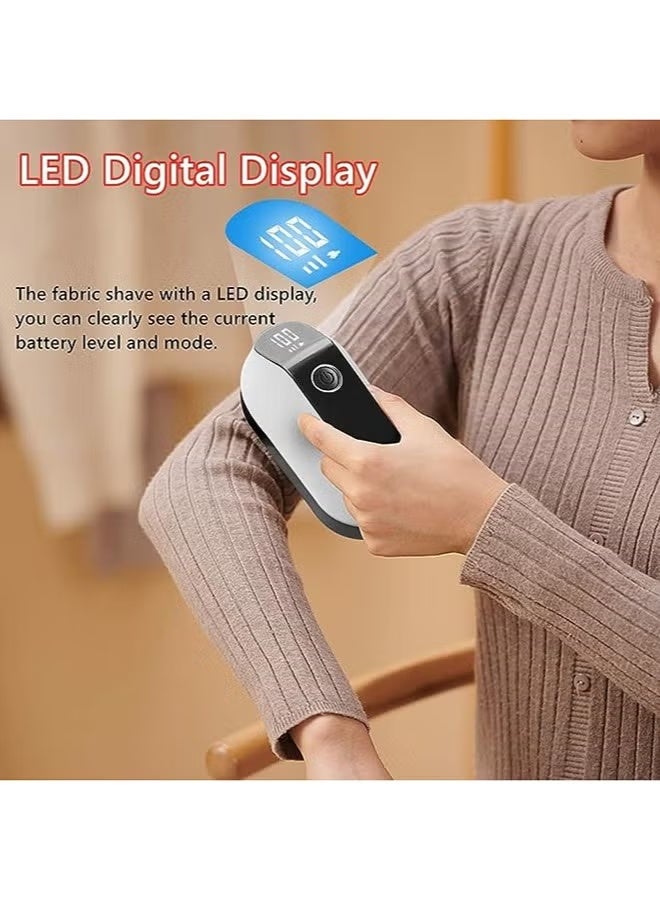 ZONBON Fabric Shaver, Rechargeable Lint Remover, LED Digital Display Sweater Shaver with 3-Speeds and 6-Leaf Blades, Fabric Pill Remover for Clothes Sweater Couch Blanket (Black and White) - Image 4