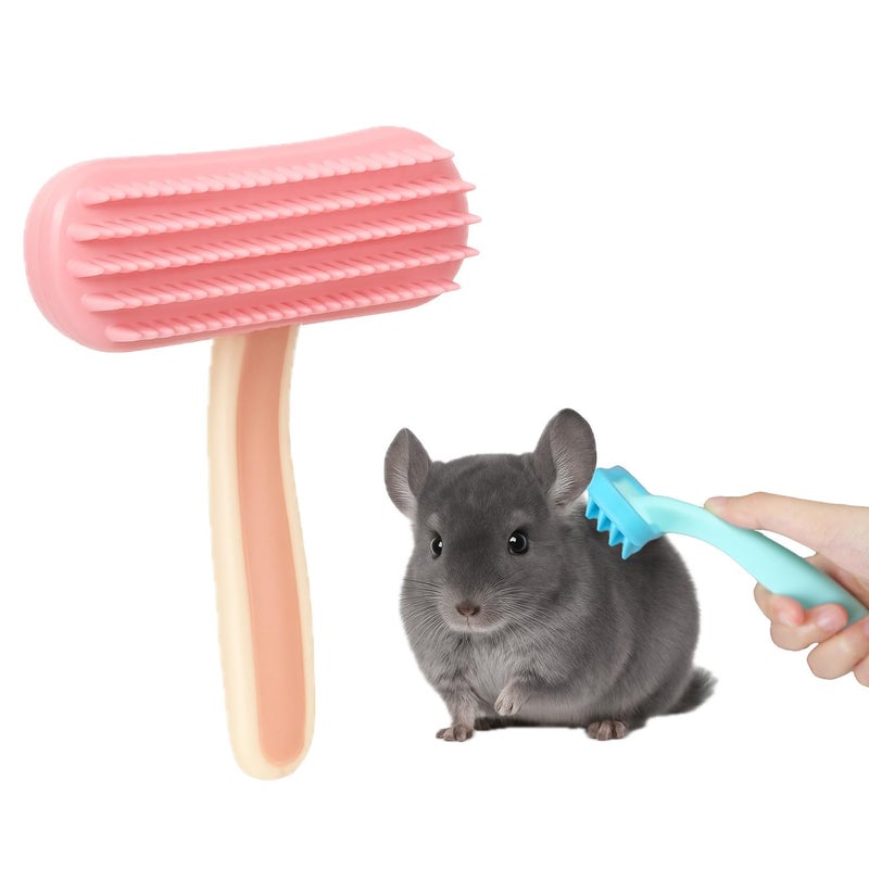 Oxiros 2 Pack Bunny and Chinchilla Grooming Brush â€“ Soft Silicone De-Shedding Bath & Massage Comb for Rabbits, Guinea Pigs, Small Pets, Cats, Dogs, Kittens & Puppies - Image 1