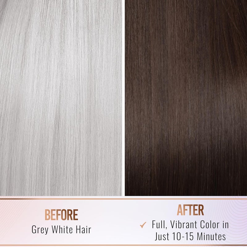 Herbishh Hair Color Shampoo For Gray Hair Dye Shampoo With Argan Hair Mask Travel Size-Colors Hair In Minutes Long Lasting Colour 30 ml x 10Pack Ammonia-Free (Dark Brown) - Image 3