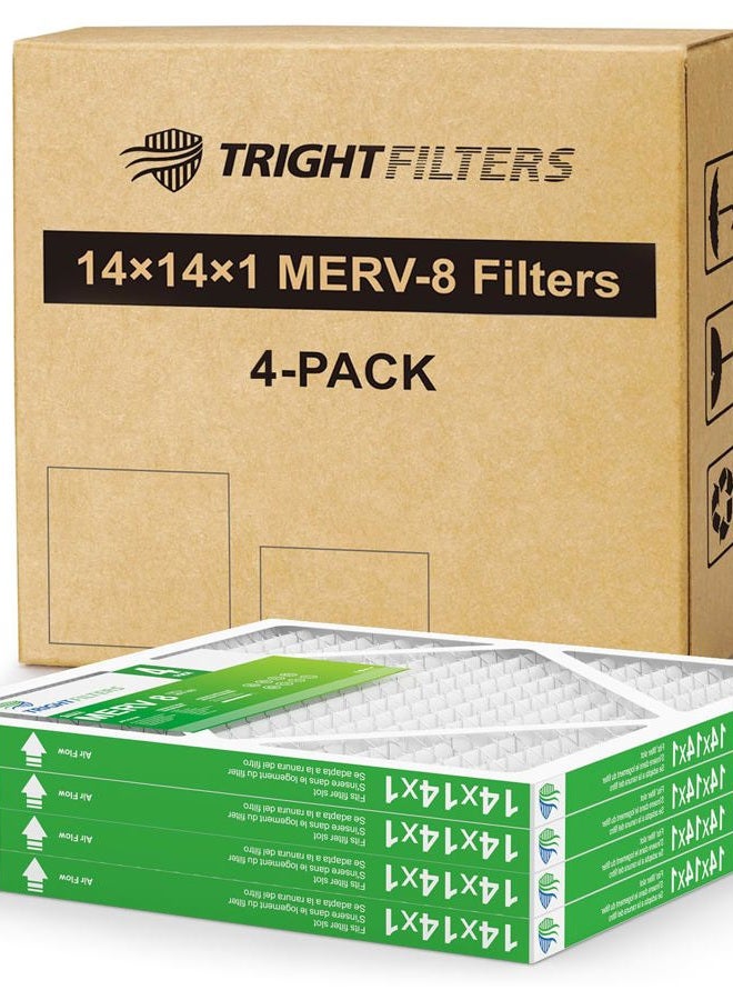 TRIGHTFILTERS 14x14x1 Air Filter 4 Pack, MERV 8 Pleated Dust Defense Air Filters Replacement Air Conditioner HVAC AC Furnace Filter, Durable and Lightweight - Image 1