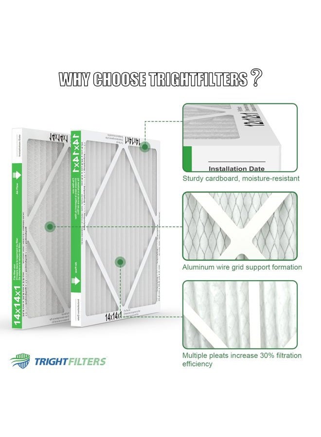 TRIGHTFILTERS 14x14x1 Air Filter 4 Pack, MERV 8 Pleated Dust Defense Air Filters Replacement Air Conditioner HVAC AC Furnace Filter, Durable and Lightweight - Image 4