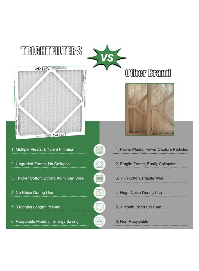 TRIGHTFILTERS 14x14x1 Air Filter 4 Pack, MERV 8 Pleated Dust Defense Air Filters Replacement Air Conditioner HVAC AC Furnace Filter, Durable and Lightweight - Image 3