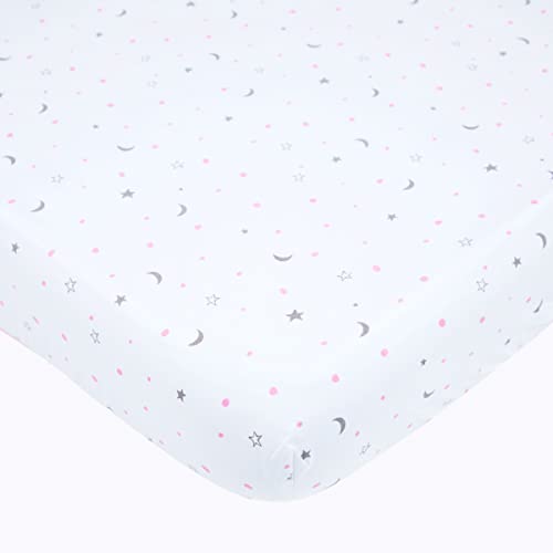 Masilo 100% Organic Cotton Crib Fitted Sheets for Crib Mattress-Baby Fitted Bed Sheet -Fits Upto 6" deep-All Round Elastic for Secure fit -Star Blue - Image 1
