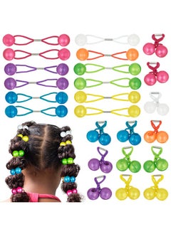 Expressions 24Pc Ponytail Ball Hair Elastics Collectionbrightly Colored Marble Finish Twin Bead Ponytail Balls For Girls And Toddlers  - Image 1