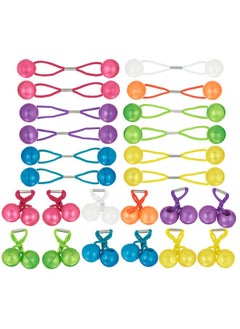 Expressions 24Pc Ponytail Ball Hair Elastics Collectionbrightly Colored Marble Finish Twin Bead Ponytail Balls For Girls And Toddlers  - Image 2