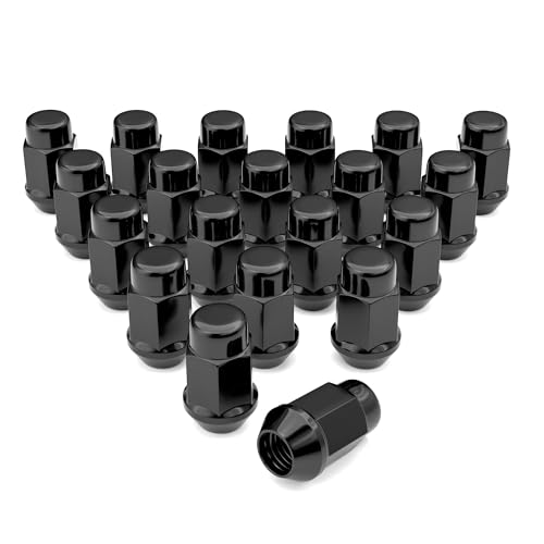 EZISOE 12 x 20 Lug Nuts 20PCS Wheel Lug Nut Set Closed Bulge Acorn Spline 138 Tall 19mm Hex Black Lug Nuts for Bronco Mustang Cherokee Liberty Ranger Exlporer YJ Aftermarket Wheels - Image 1