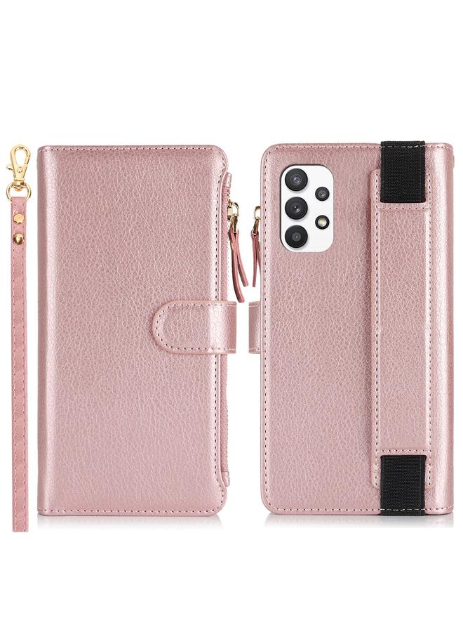 اس-توب جراب لهاتف Samsung Galaxy A73 مزود بسوار معصم وسحاب ومحفظة من الجلد بتقنية RFID - Image 2